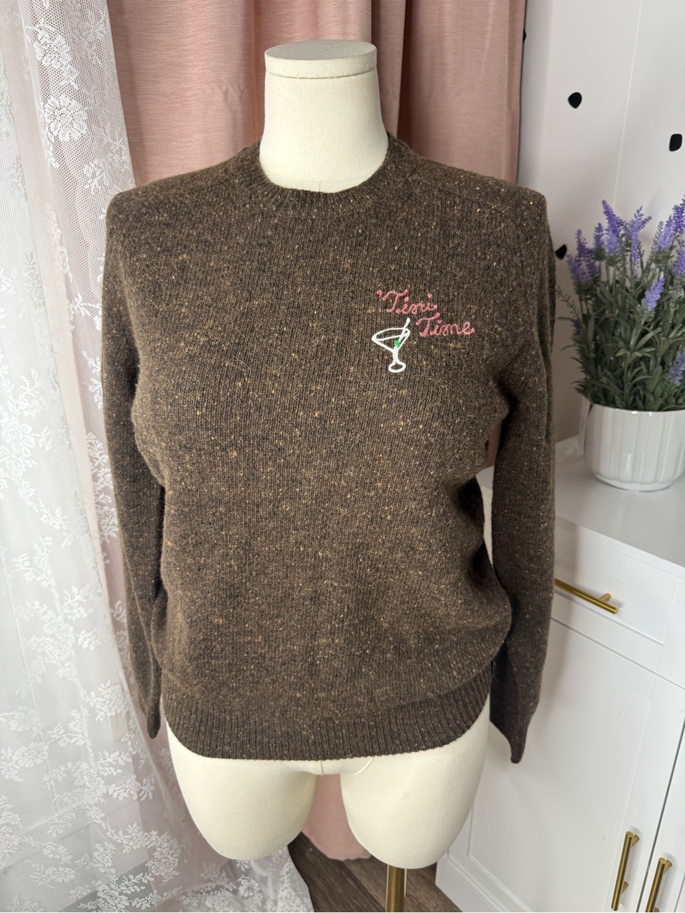 Todd Snyder ‘tini time men’s Brown Embroidered wool Knit Sweater
